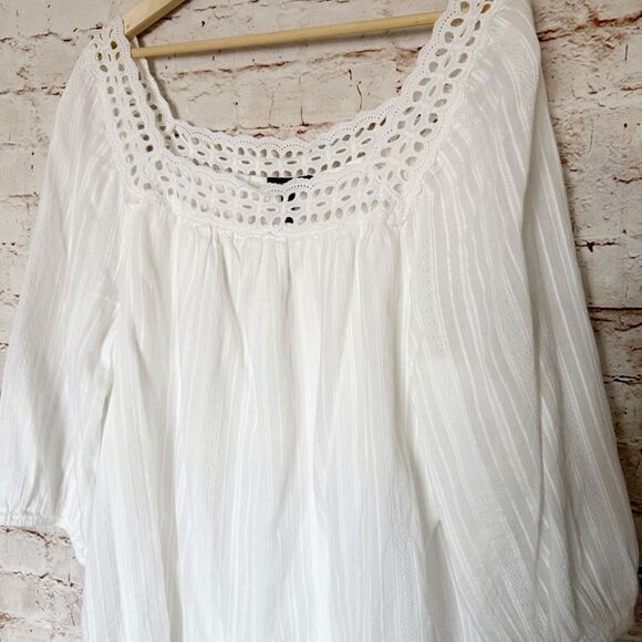 Lane Bryant boho crochet peasant top - Picture 3 of 6